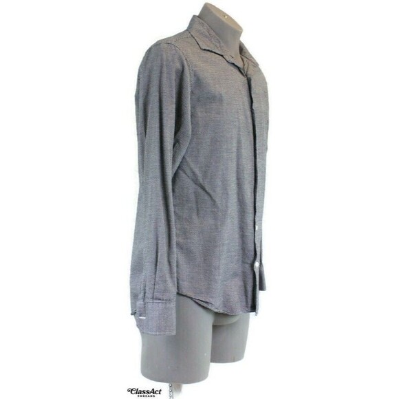 BONOBOS Shirt Long Sleeve Button Up Gray Houndstooth Slim Fit Sz L - Picture 2 of 7